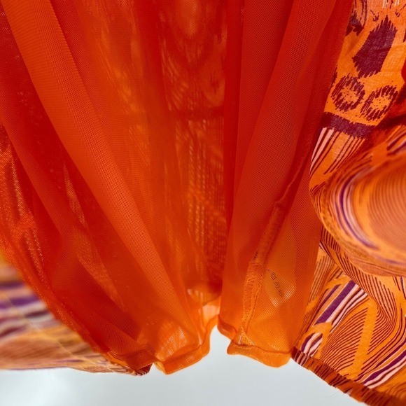 Columbia Orange Printed Wide Strap Square Neck Pocket Casual Sundress Size Large - Picture 3 of 15